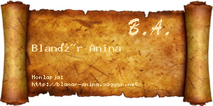 Blanár Anina névjegykártya